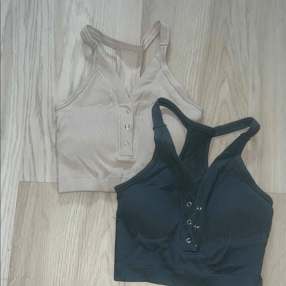 Stylish Ribbed Crop Tops in Black and Beige